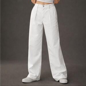Denimist Blair Double Pleated Pants White Women Sz 30 Free People Wide Leg